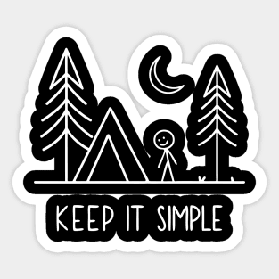 Keep It Simple Living Camping Stickman Humor Pun Sticker